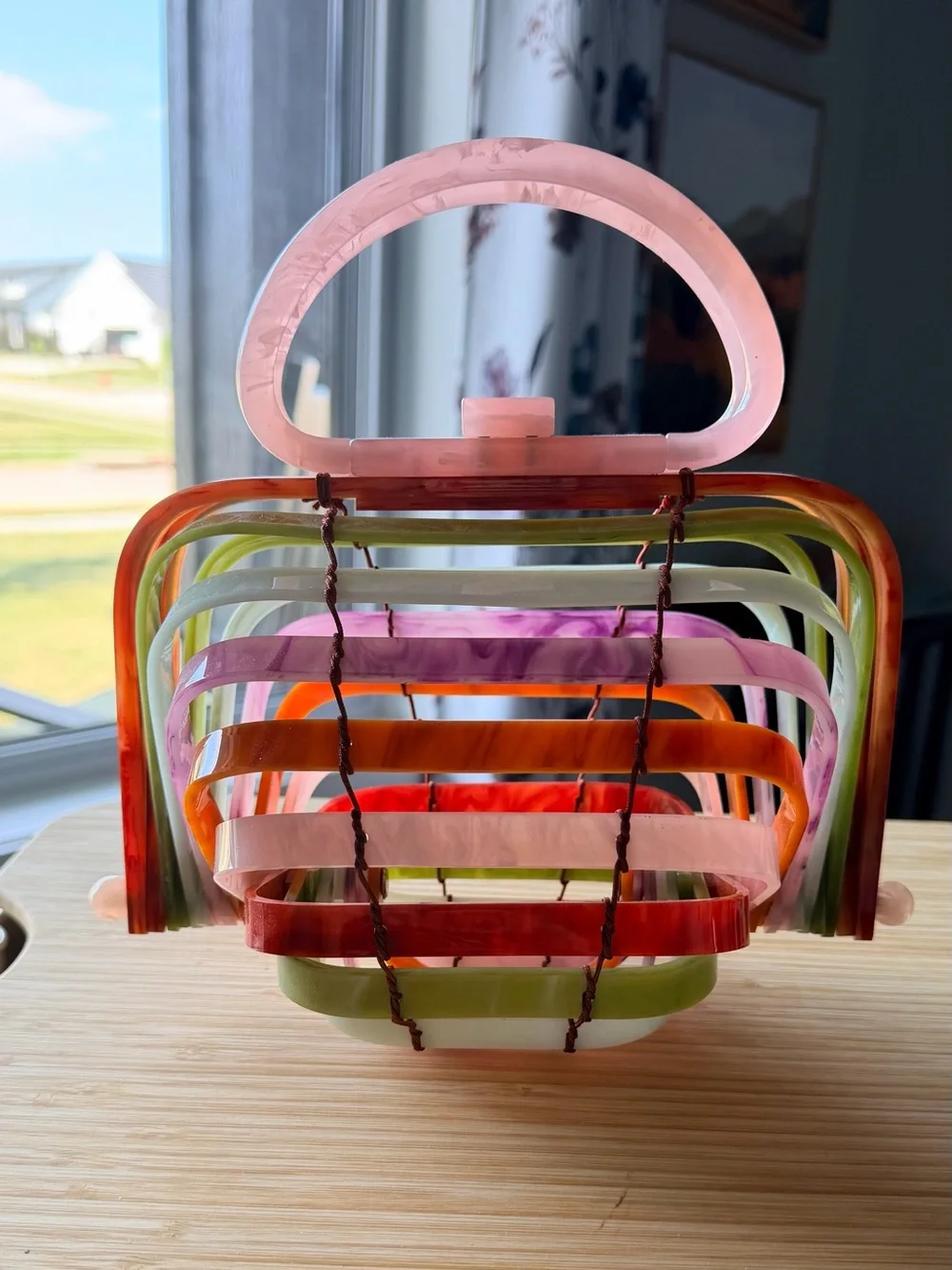 Sorozien Colorful Multi-Arch Acrylic Handbag - Pastel & Orange